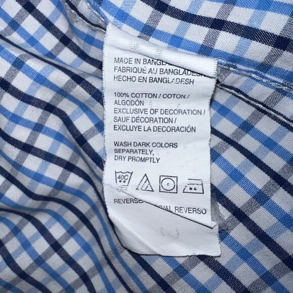 Izod, Mens XL, Blue Check Print Button Down Logo Long Sleeve Preppy Office Y2K - Picture 9 of 10